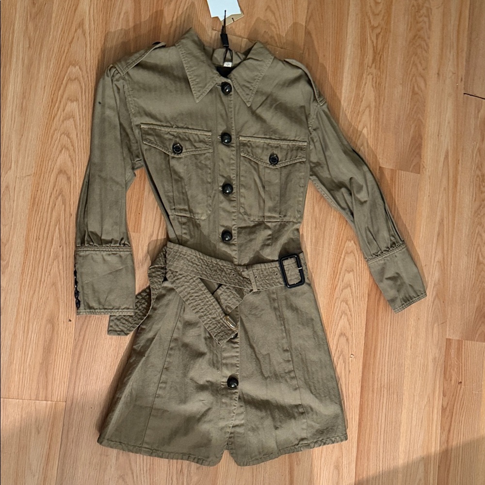 Burberry Olive Long Sleeve Dress